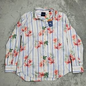 Tommy Bahama NWT ASTRA Stripe Floral Long Sleeve Button Down Shirt Mens Sz L